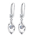 Silver Tone Leaf Drop Hook Earrings in Three Stone Colors view 2