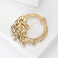 Circular Wheat Brooch in Yellow Gold or Deep Navy Crystals view 3