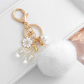 Faux Fur Pom Keychain with Cherry Blossom Charm and Glitter Cherry Beads view 8