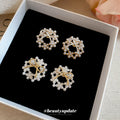 Pearl-Look Bow Stud Earrings in Two Gold Tone Designs view 4