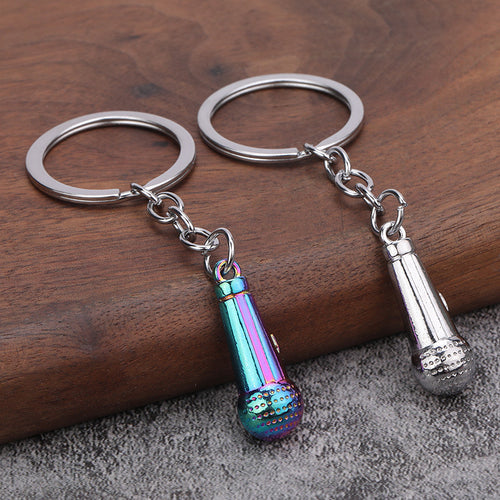 Mini Microphone Zinc Alloy Keychain Actor Souvenir Bag Charm