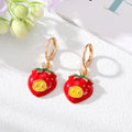 Gold Tone Colorful Enamel Fruit Huggie Drop Earrings view 4
