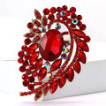 Large Glass Rhinestone Floral Leaf Brooch Eight Colors view 2