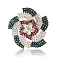 Gold Tone Multicolor Rhinestone Swirl Flower Brooch view 1
