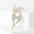 Long Crystal Cat Brooch With Faceted Crystals And Polished Metal Details view 3