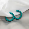 Twisted Color Coated Open Hoop Earrings in Three Colors view 7