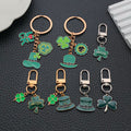 Four Green Clover and Hat Metal Keychain Design Set view 2