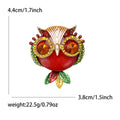 Round Crystal Owl Brooch in Red and Blue Colorways view 5