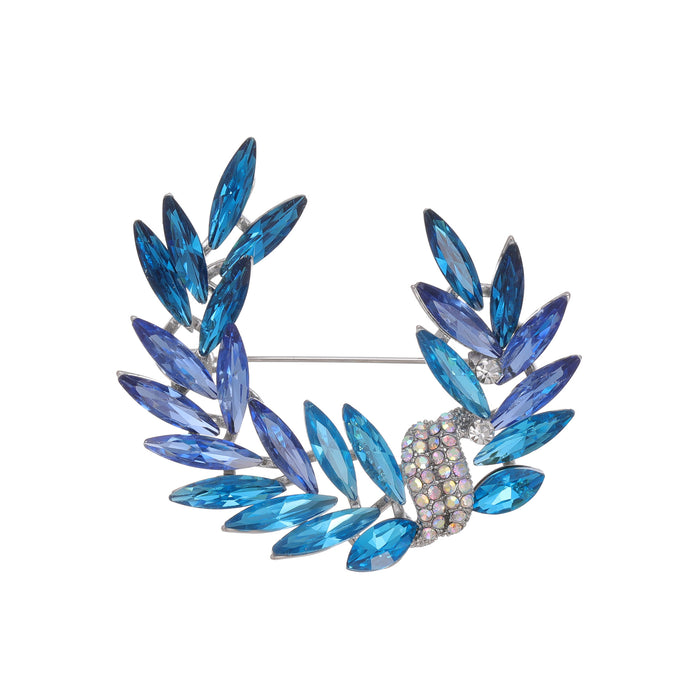Blue Wheat Crystal Two Designs Metal Brooch Pin for Jackets and Lapels