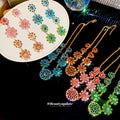 Crystal Flower Drop Earrings Necklaces Purple Oval Bracelet view 1