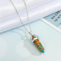 Silver Tone Hexagonal Bullet Crystal Pendant Necklaces in Nine Patterns view 2