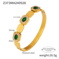 Gold Hinged Bangle Green Stone Zircon Glass Settings view 6