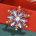 Crystal Snowflake Brooch With Pearl Center In Three Colors view 2