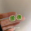 Gold Floral Crystal Cluster Stud Earrings Polished Metal Jewelry view 7