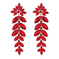 Silver Tone Crystal Leaf Branch Tassel Crystal Three Designs Metal Dangle Earrings view 6