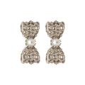 Silver Tone Crystal Bow And Pearl Stud Earrings Decorative Jewelry view 5