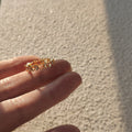Gold Open Heart And Baguette CZ Adjustable Band Ring view 3
