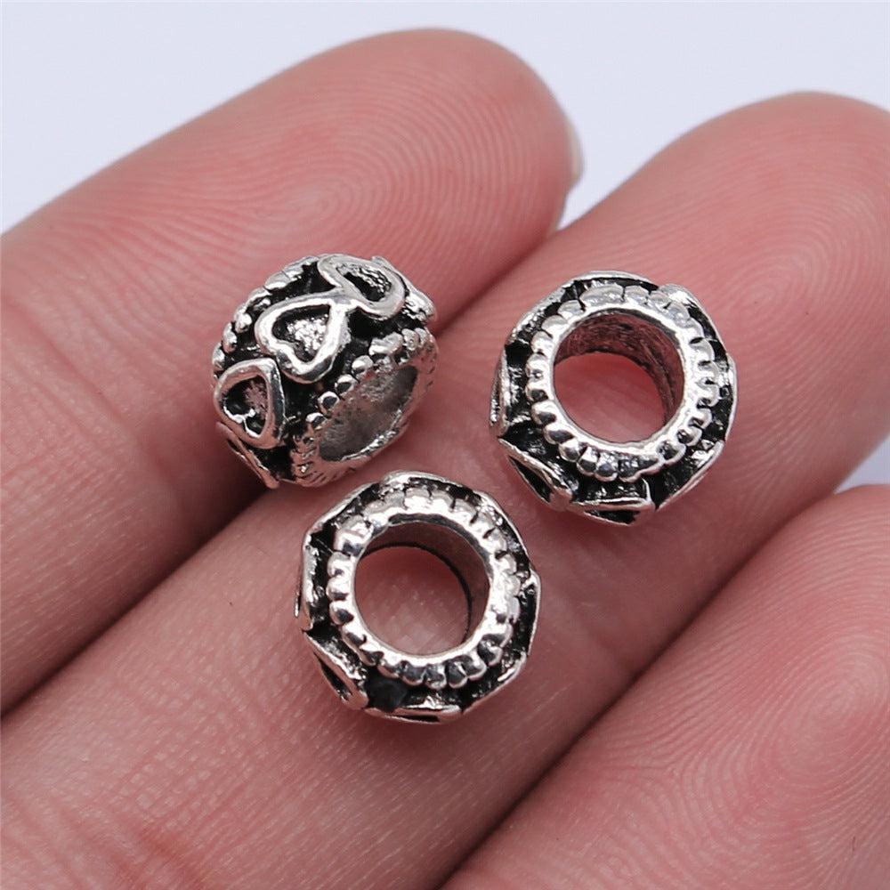 10x6mm 1.6g Antique Silver Zinc Alloy Heart Large Hole Beads for Bracelet Necklace Jewelry Making