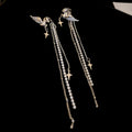 Silver Pegasus And Star Clip On Earrings With Chain Tassels view 2