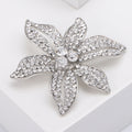 Six Petal Full Rhinestone Flower Brooch Gold And Silver view 4