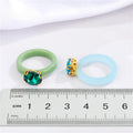 Pastel Resin Band Rings with Oval Crystal Settings in Five Colors view 2