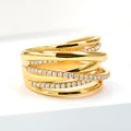 Gold Tone Interwoven Multi Band CZ Ring Sizes 6-10 view 2