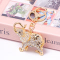 Rhinestone Flower Elephant Keychain Enamel Metal Bag Charm view 8