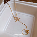 Silver OT Toggle Snake Chain Ball Drop Lariat Necklace view 4