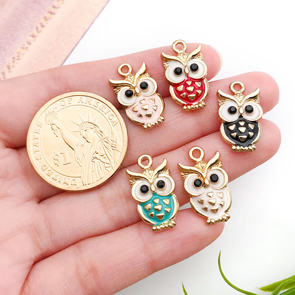 Enamel Zinc Alloy Owl Cat Charm Pendant for DIY Bracelet Necklace Keychain Jewelry Making