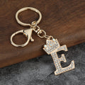 Gold-Tone Rhinestone Crown Letter Keychain With Key Ring view 9