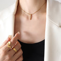 Textured Vertical Bar Pendant Necklace Gold Long Or Short view 7