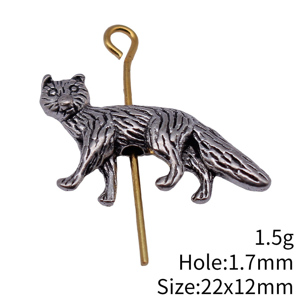 22x12mm 1.5g Antique Silver Zinc Alloy Fox Shape Loose Metal Beads for Bracelet Jewelry Making