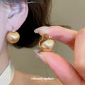 Gold Tone Brushed Circular Hoop Earrings With Crystal Accent view 2