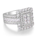 Silver Tone Rectangular Multi Princess Halo Ring Sizes 6-10 view 3