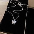 Silver-Tone Cat Pendant Necklace Fashion Jewelry Collection view 6