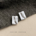 Brushed Silver Irregular Heart And Square Stud Earrings view 2