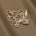 Gold Phoenix Rhinestone Brooch Clear Crystal Swirl Tail Pin view 3