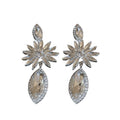 Silver Tone Crystal Flower Teardrop Earrings Jewelry view 5