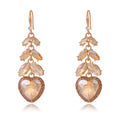 Silver Tone Crystal Leaf Heart Openwork Crystal Four Designs Metal Dangle Earrings view 7