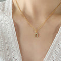 Gold Initial Letter Pendant Necklace Zircon Studded view 10