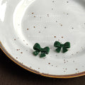 Flocked Velvet Bow Stud Earrings Blue Green And Red Styles view 7