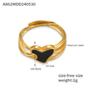Gold Black Heart Oil Drip Adjustable Ring Free Size view 6