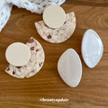 Cream Geometric Resin Disc Stud Earrings in Two Finishes view 2