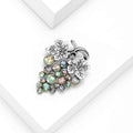 Silver Tone Grape Cluster Brooch with Iridescent Round Inlays view 3