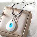 Teardrop Resin Evil Eye Pendant Necklaces on Black Cords view 2
