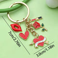 Gold-Tone Metal Heart, Rose and Lip Charm Keychains, 7 Styles view 6