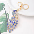 Rhinestone Peacock Bird Keychain Gold Tone Clasp Ring view 1