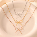 Open Wire Bow Pendant Necklace Bracelet Gold Rose Steel view 4