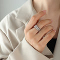 Double Curb Chain Open Band Rings Gold Or Steel Tone view 6