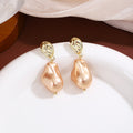 Champagne Irregular Pearl Look Gold Tone Drop Earrings view 1